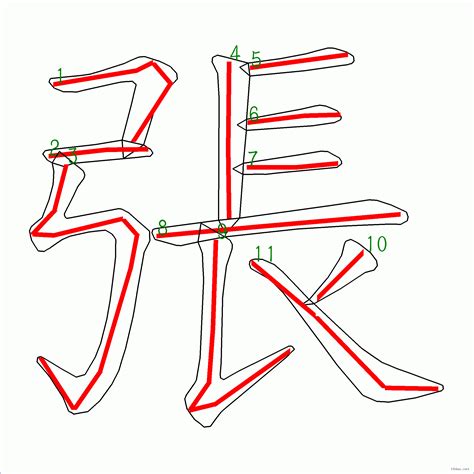 張 筆畫|張的筆順 國字「張」筆畫